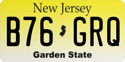 NJ license plate B76GRQ