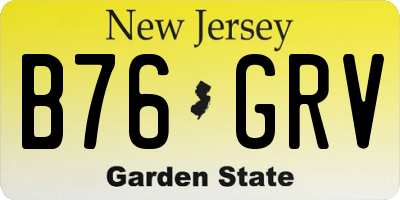 NJ license plate B76GRV