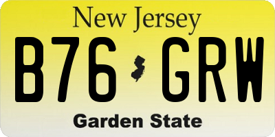 NJ license plate B76GRW