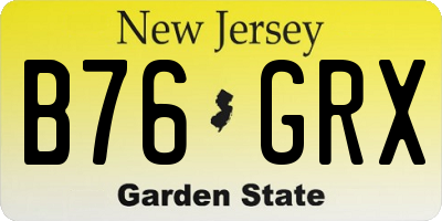 NJ license plate B76GRX