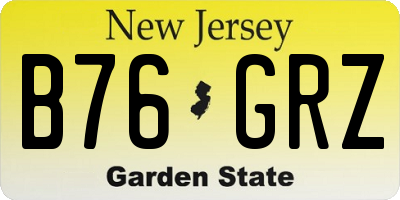 NJ license plate B76GRZ