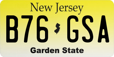 NJ license plate B76GSA