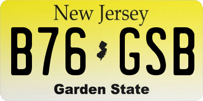 NJ license plate B76GSB