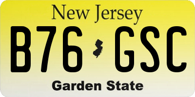 NJ license plate B76GSC