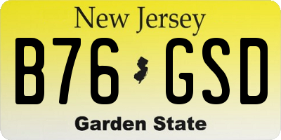 NJ license plate B76GSD