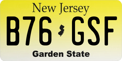 NJ license plate B76GSF
