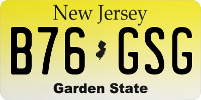 NJ license plate B76GSG