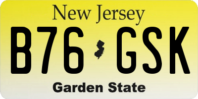 NJ license plate B76GSK