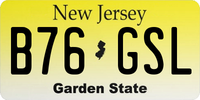 NJ license plate B76GSL