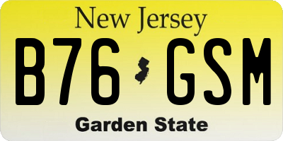 NJ license plate B76GSM