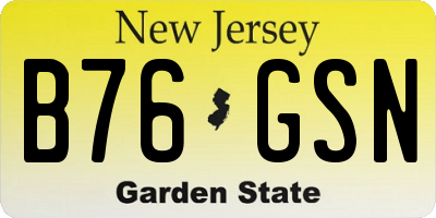 NJ license plate B76GSN