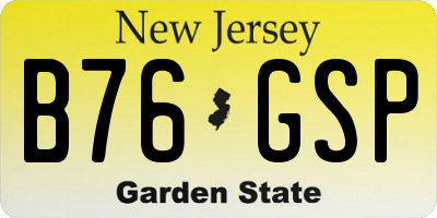 NJ license plate B76GSP