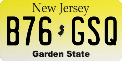 NJ license plate B76GSQ