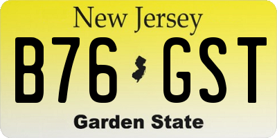 NJ license plate B76GST