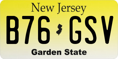 NJ license plate B76GSV