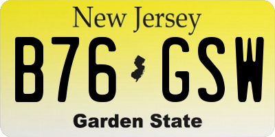 NJ license plate B76GSW