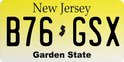 NJ license plate B76GSX