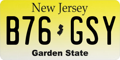 NJ license plate B76GSY