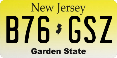 NJ license plate B76GSZ