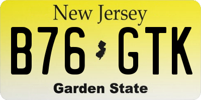 NJ license plate B76GTK