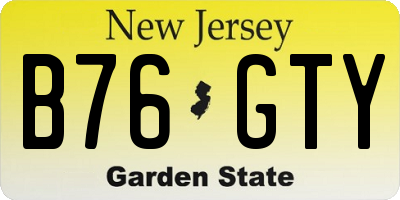 NJ license plate B76GTY