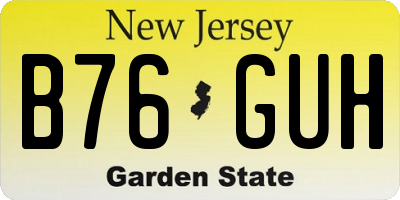 NJ license plate B76GUH