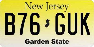 NJ license plate B76GUK