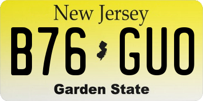 NJ license plate B76GUO