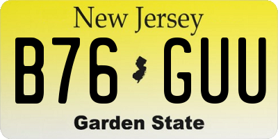 NJ license plate B76GUU