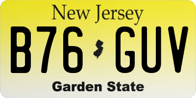NJ license plate B76GUV