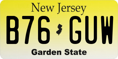 NJ license plate B76GUW