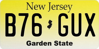 NJ license plate B76GUX