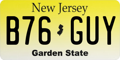NJ license plate B76GUY