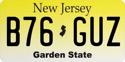 NJ license plate B76GUZ
