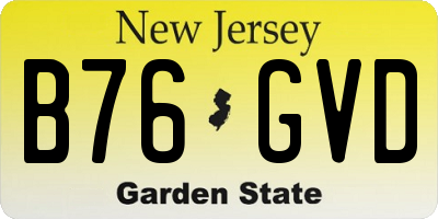 NJ license plate B76GVD