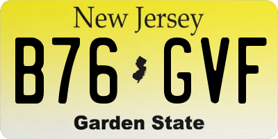 NJ license plate B76GVF