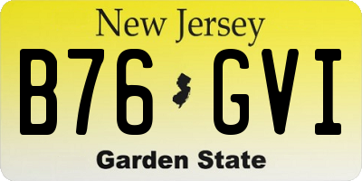 NJ license plate B76GVI