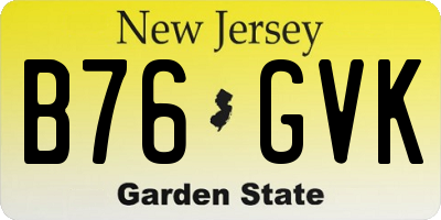 NJ license plate B76GVK