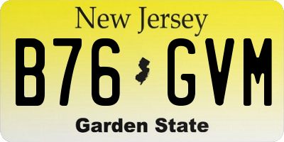NJ license plate B76GVM