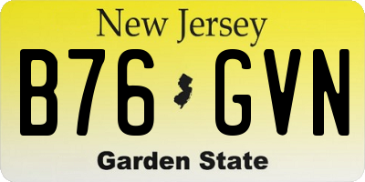 NJ license plate B76GVN