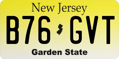 NJ license plate B76GVT