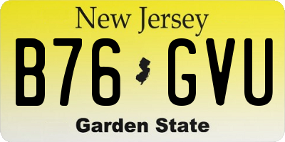 NJ license plate B76GVU