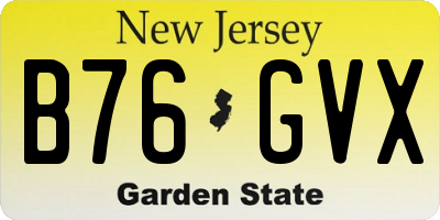 NJ license plate B76GVX