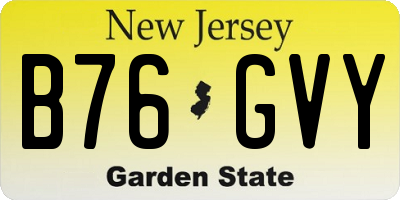 NJ license plate B76GVY