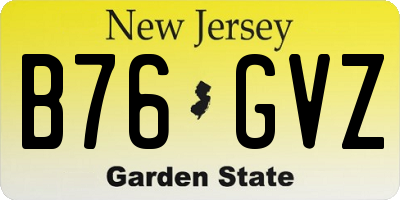 NJ license plate B76GVZ