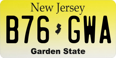 NJ license plate B76GWA