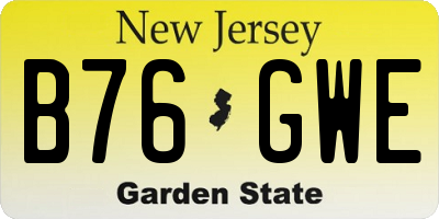 NJ license plate B76GWE