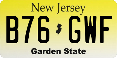 NJ license plate B76GWF