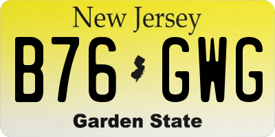 NJ license plate B76GWG