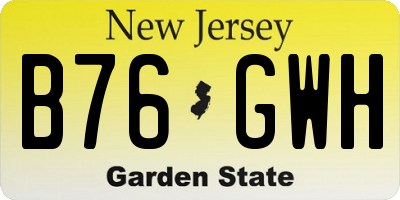 NJ license plate B76GWH